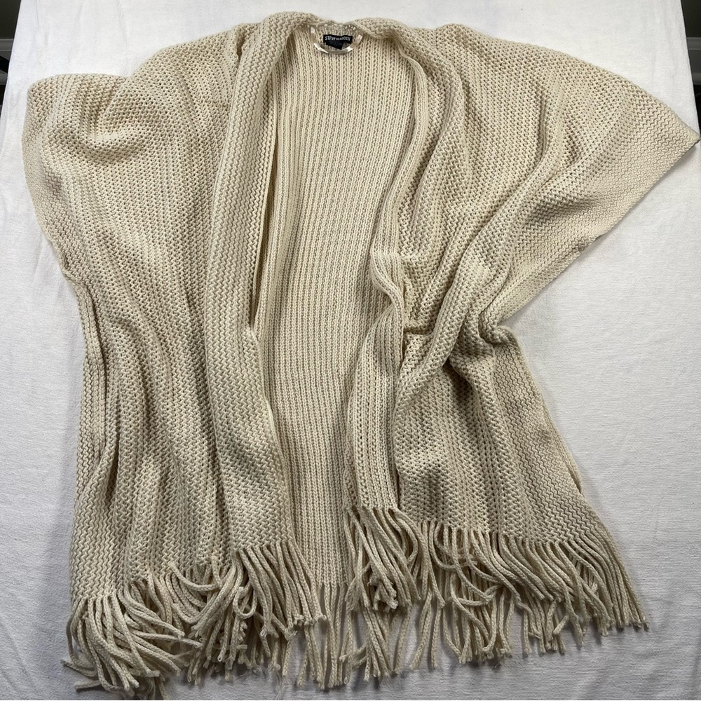 Steve Madden beige Open-Front Knit Fringe Women's Sweater cardigan fall